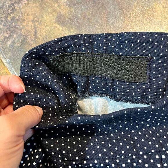 Premise Polka Dot Dark Navy and Cream Ombré Look Tummy Control Bengaline Pants S - Picture 9 of 13